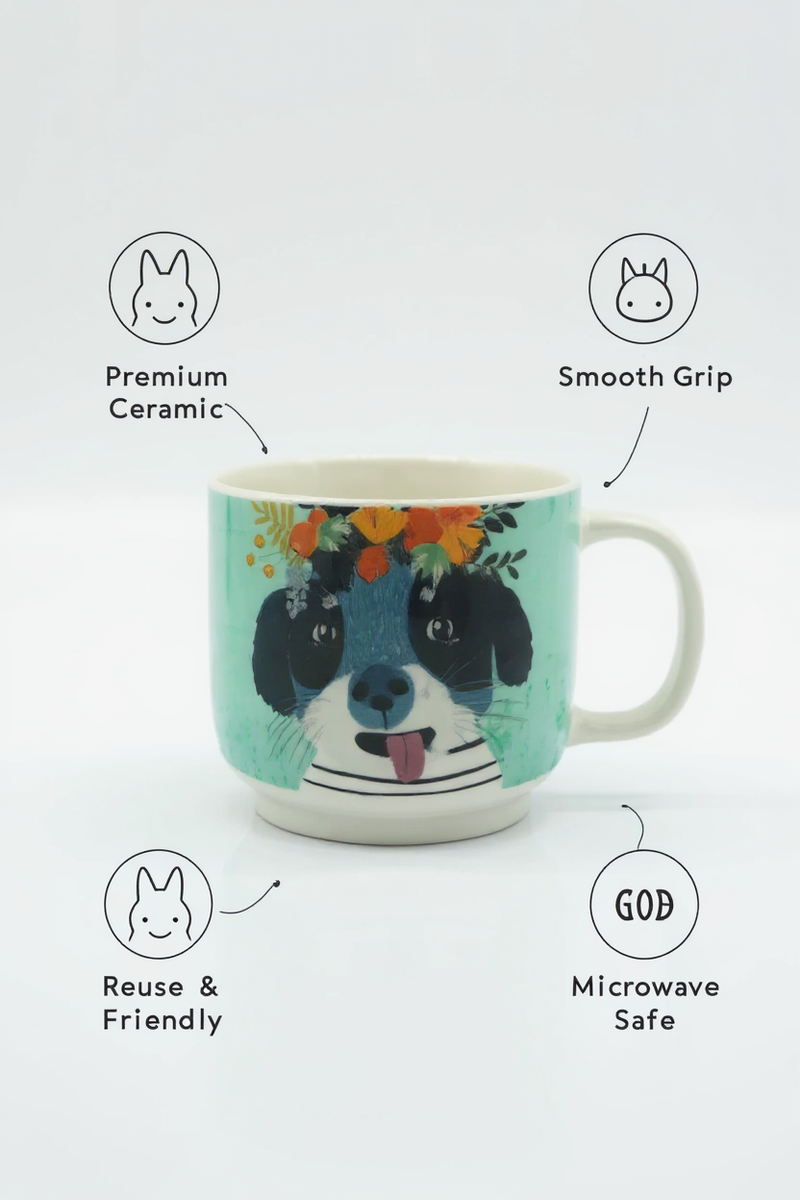 Adorable Puppy Blossom Crown Mug