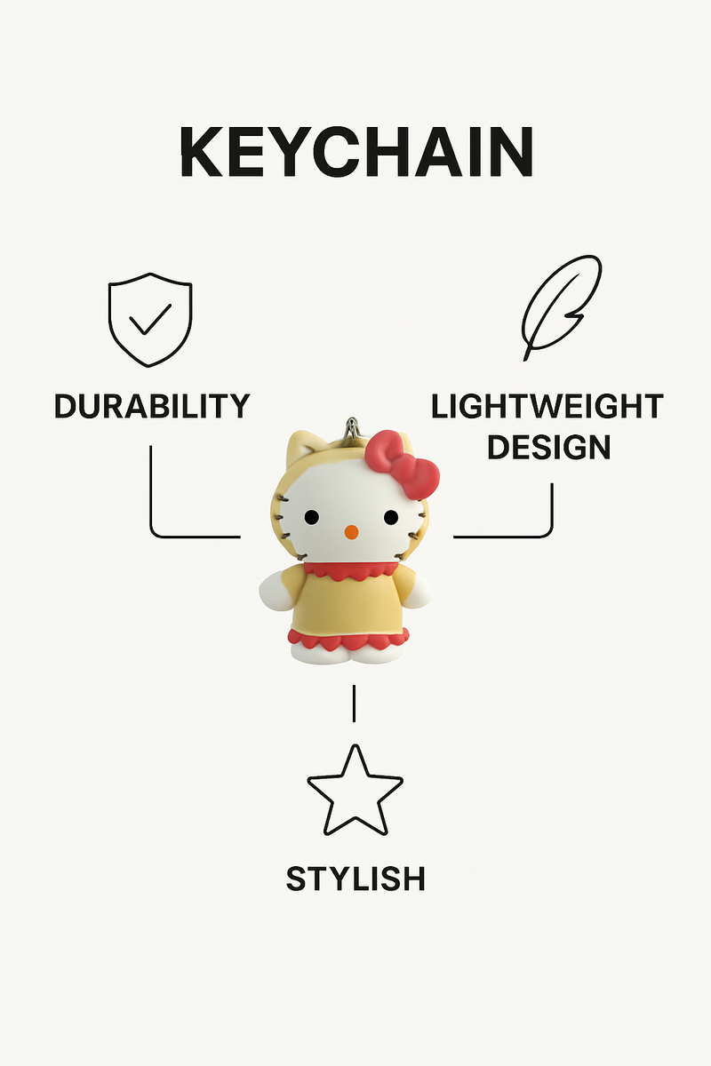 Hello Kitty Pink Bow Charm Keychain