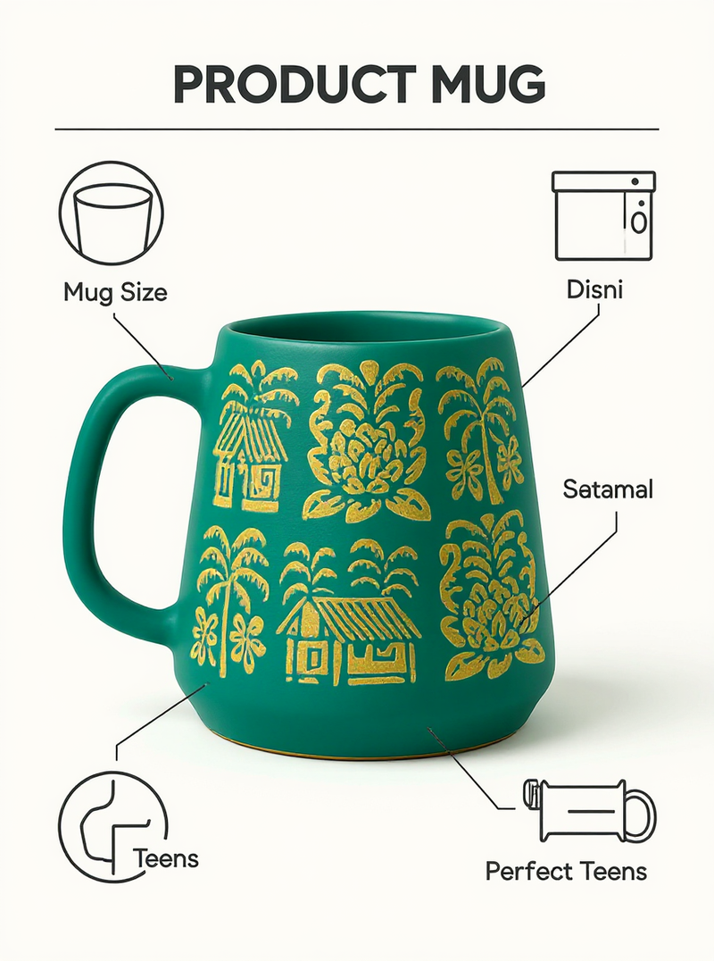 Tropical Teal and Gold Oasis Mug