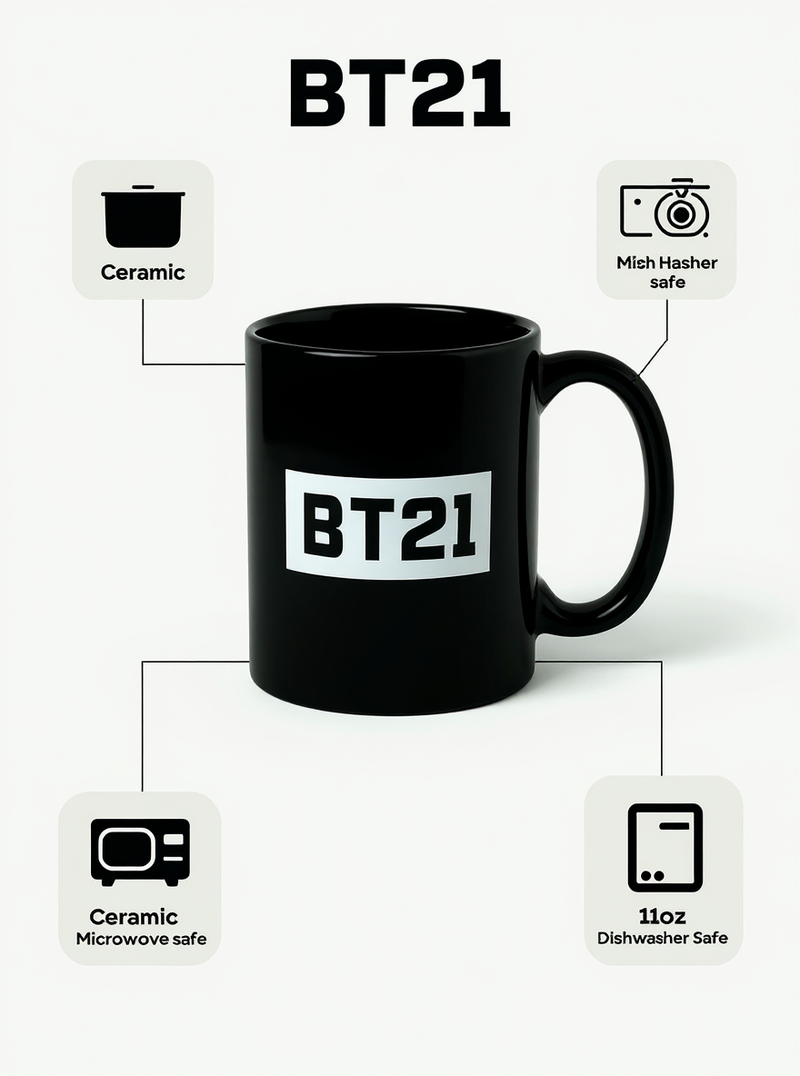 BT21 Black Logo Chic Mug
