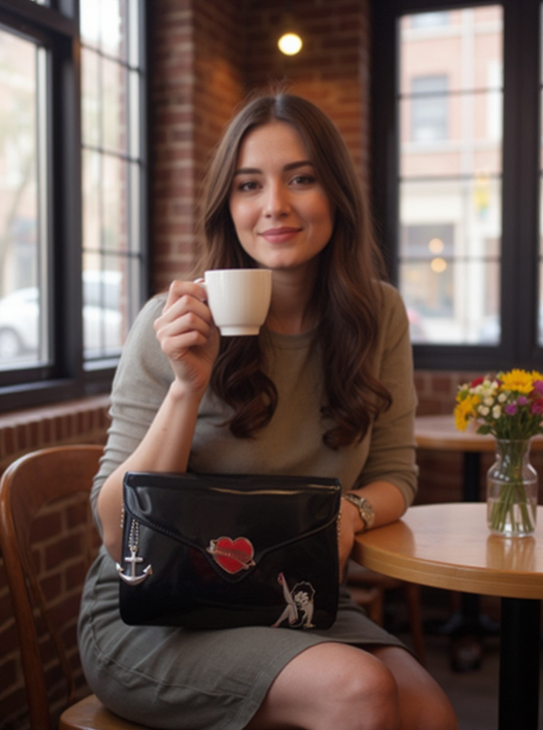 Betty Boop Black Heartbreaker clutch bag