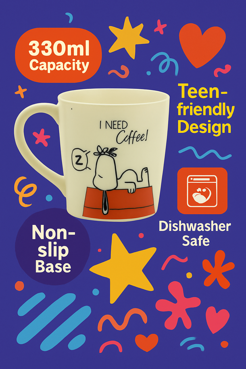 Snoopy I Need Coffee Mug | Gift for Peanuts Fans