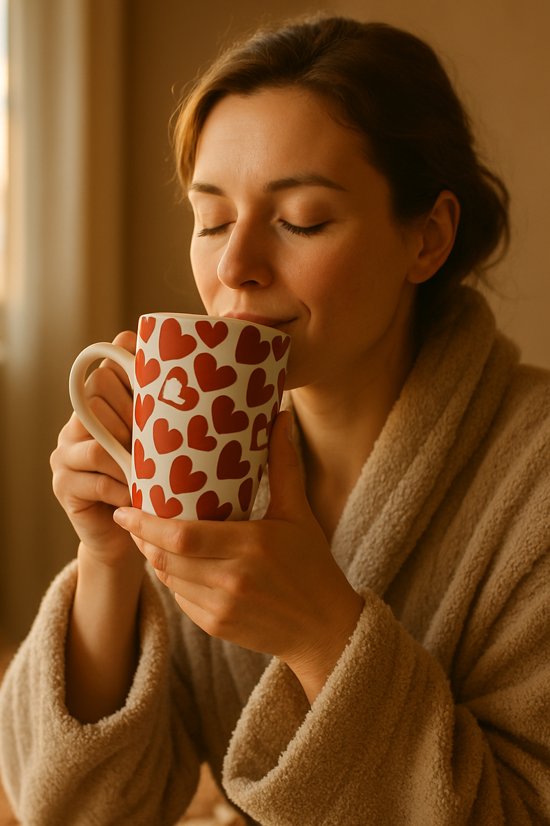 Red and White Heart Pattern Tall Mug