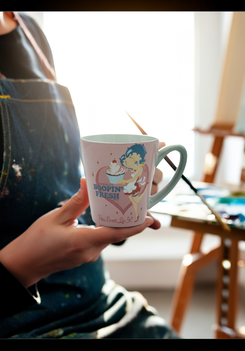 Betty Boop Pink Ceramic Mug –Retro with Cupcake Art | Gift