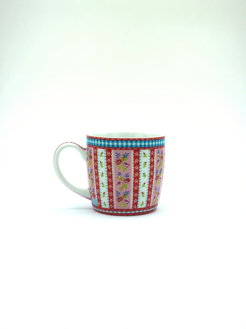 Pink &amp; Red Blossom Stripe Ceramic Mug | Gift for Floral Lovers&nbsp;