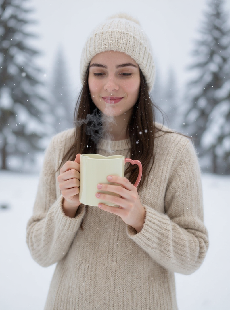 Heart-Shaped Love Blossom Mug with Pink Heart Handle