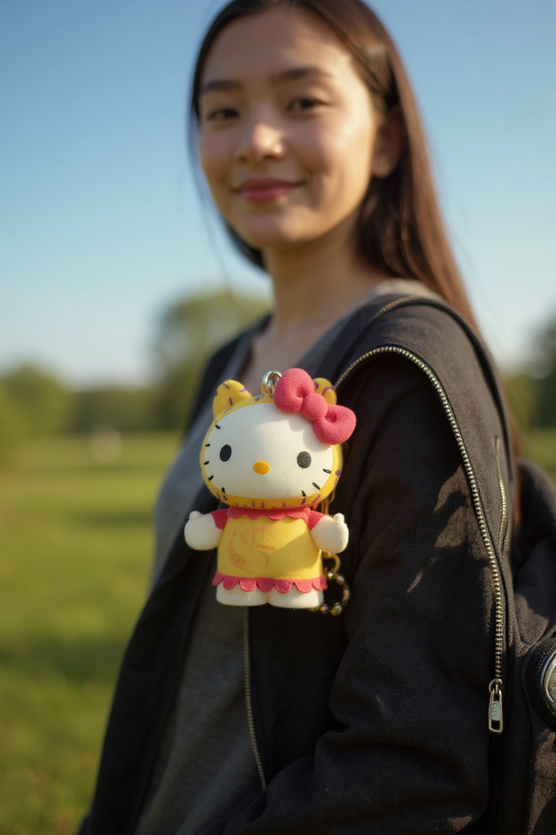 Hello Kitty Pink Bow Charm Keychain