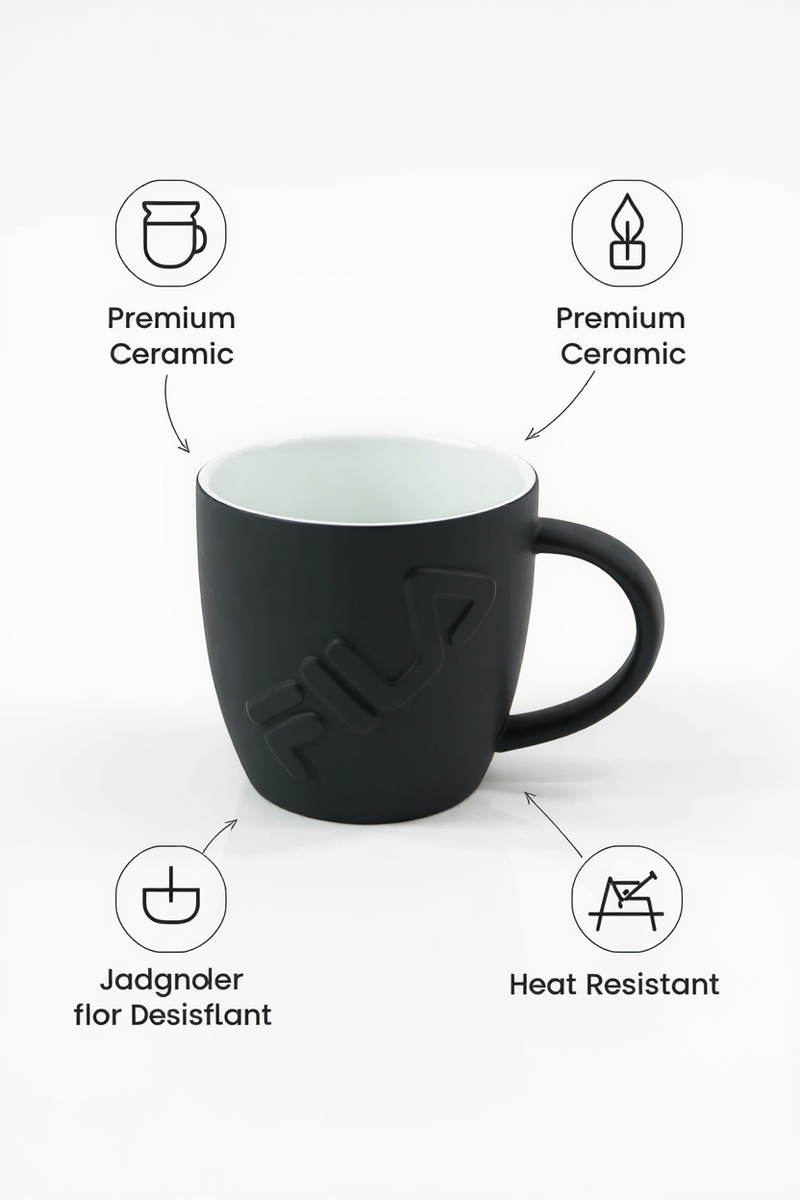 Fila Embossed Black Matte Strength Mug