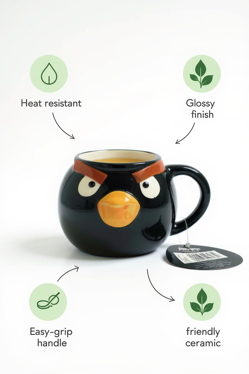 Angry Birds 3D Black Ceramic Mug
