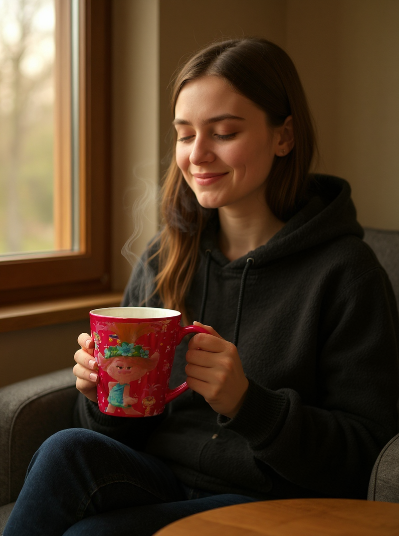 Disney Trolls Pink Party Ceramic Mug | Gift for Trolls Fans