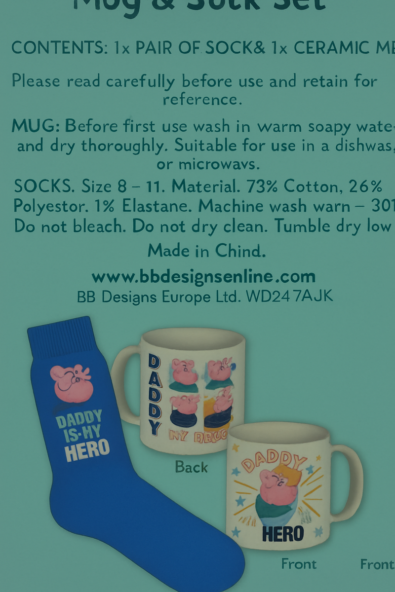 Peppa Pig Daddy My Hero Mug and Socks Set