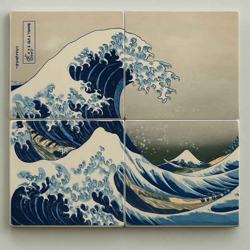 Hokusai's Wave Artistic Coaster Set