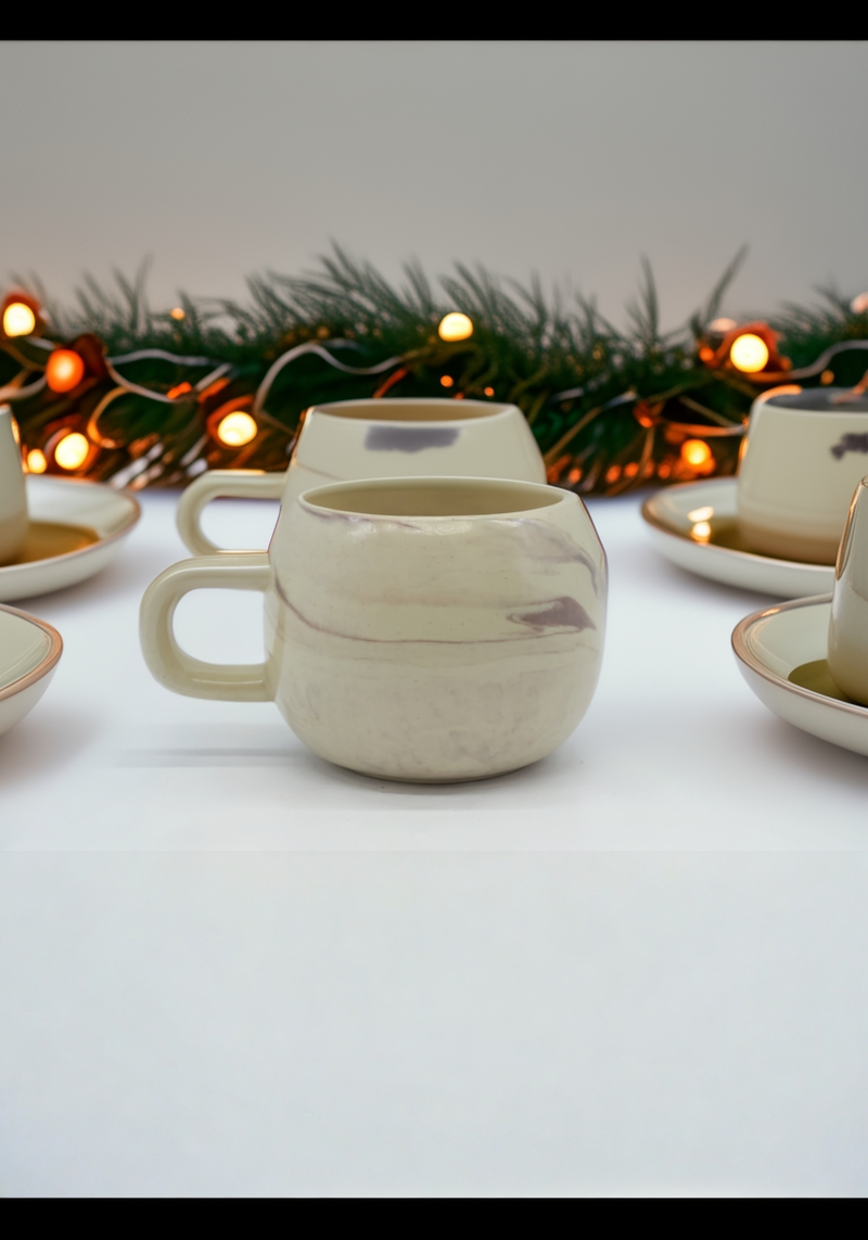 Marbled Beige Serenity Coffee Cup | Gift for Coffee Lovers