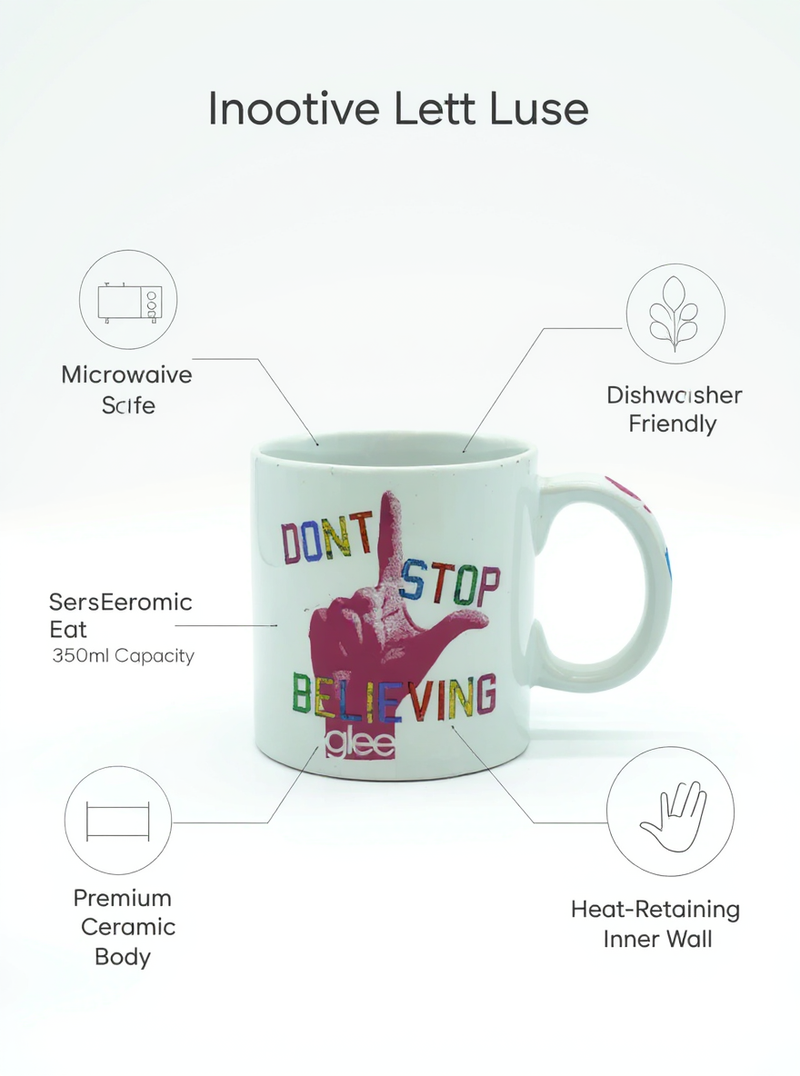 Glee Don’t Stop Believing Ceramic Mug | Gift for Music Lovers
