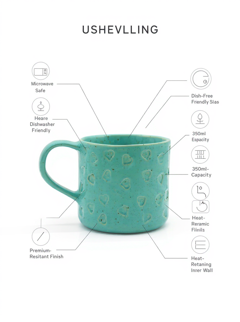 Turquoise Heart Haven Ceramic Mug | Gift for Sentiment Lovers