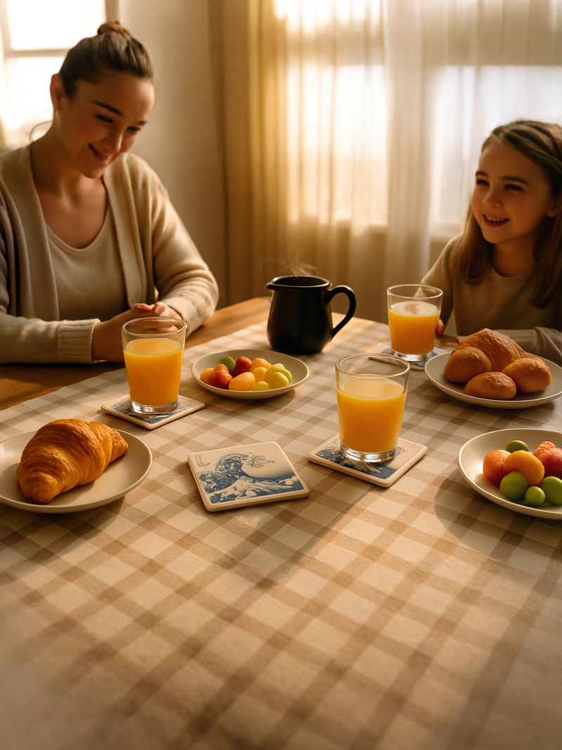 Hokusai's Wave Artistic Coaster Set