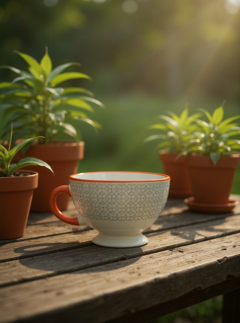 Pedestal Citrus Elegance Teacup | Gift for Tea Enthusiasts