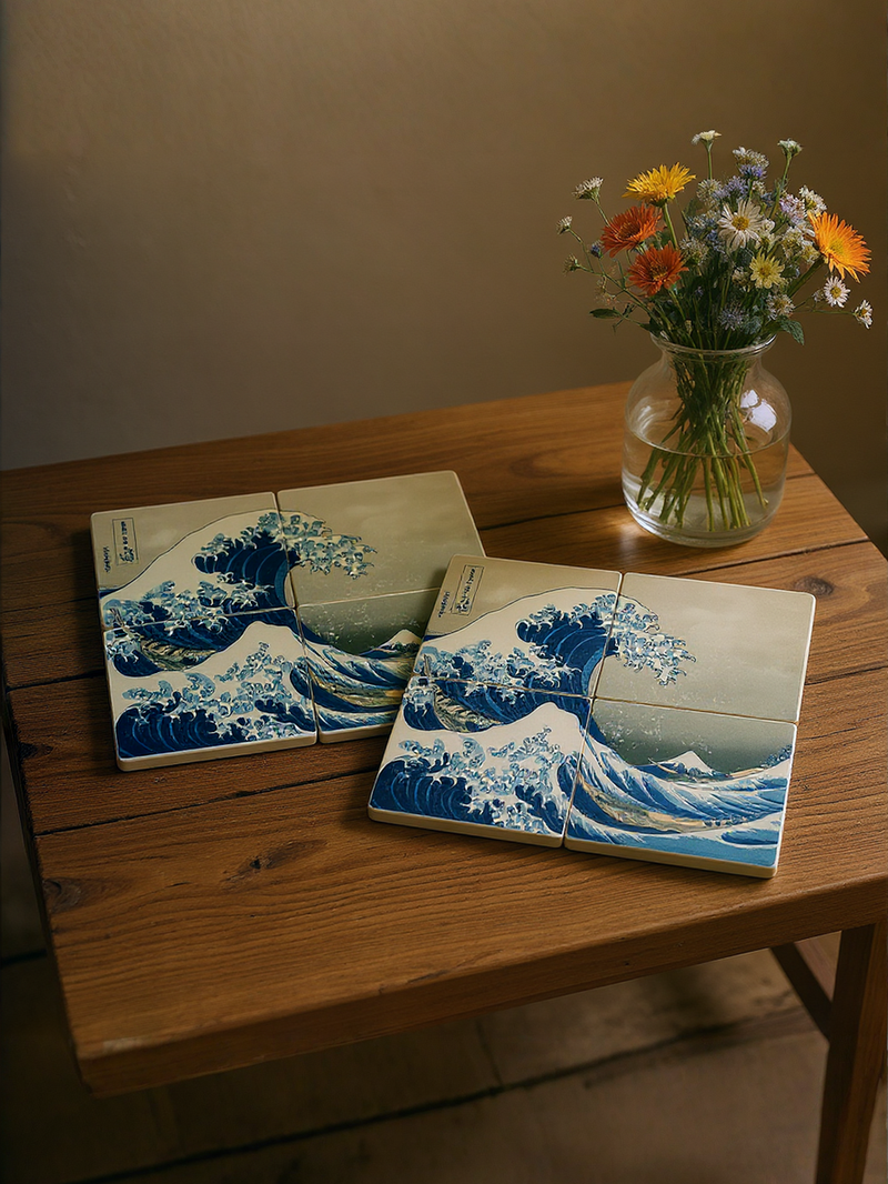 Hokusai's Wave Artistic Coaster Set