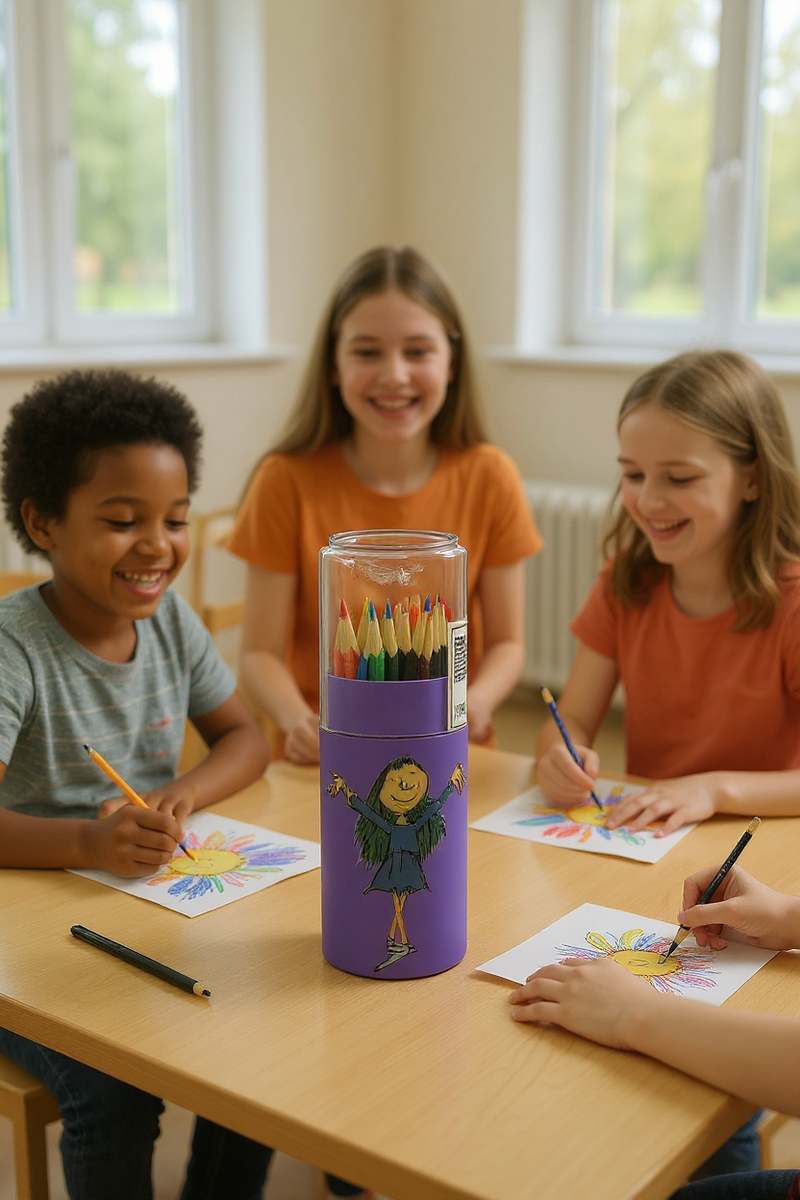 Whimsical Matilda Girl Color Pencils Box