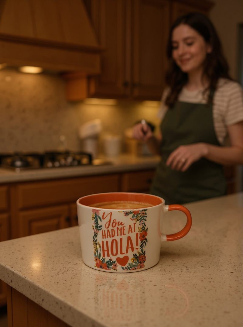 You Had Me at Hola White &amp; Red Ceramic Mug | Gift for Language Lovers&nbsp;