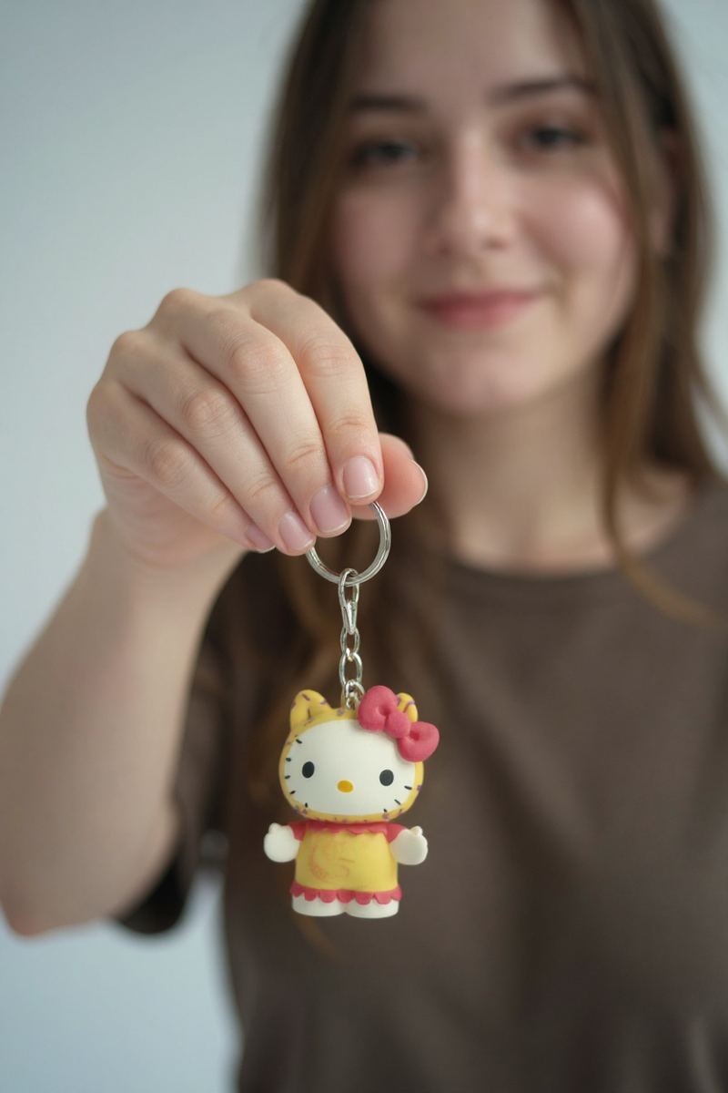 Hello Kitty Pink Bow Charm Keychain