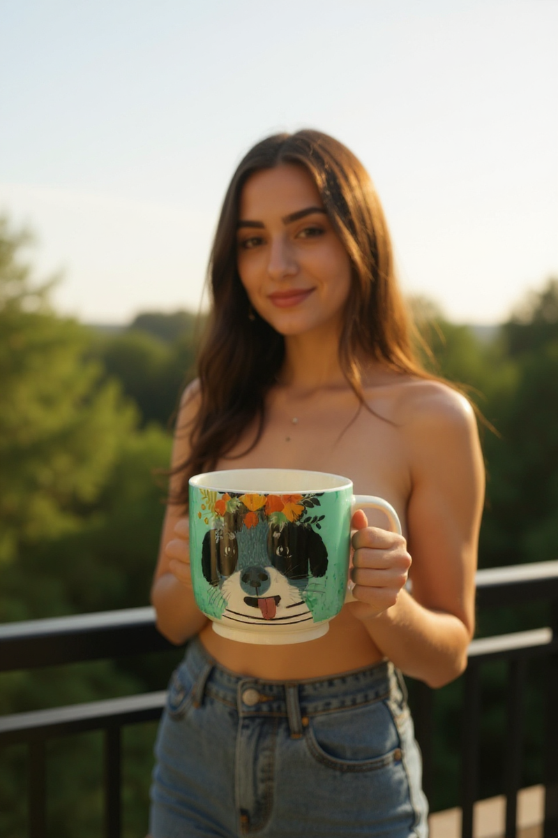 Adorable Puppy Blossom Crown Mug