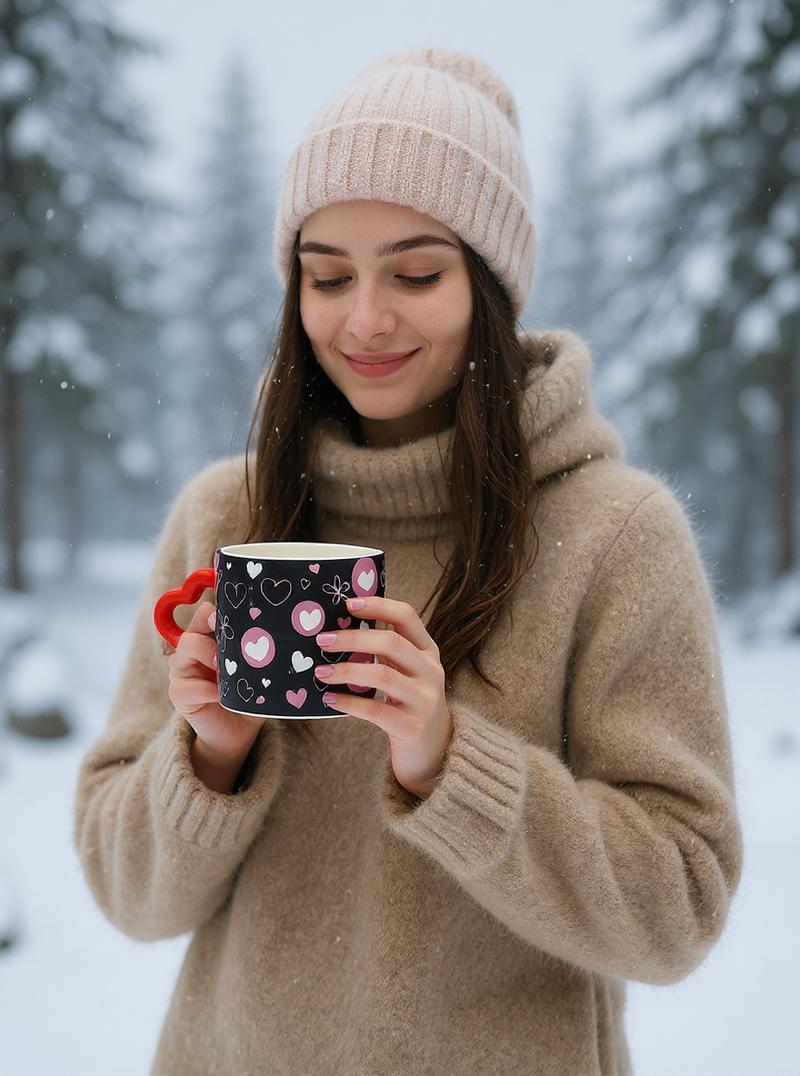 Heart-Handle Floral and Heart Harmony Mug