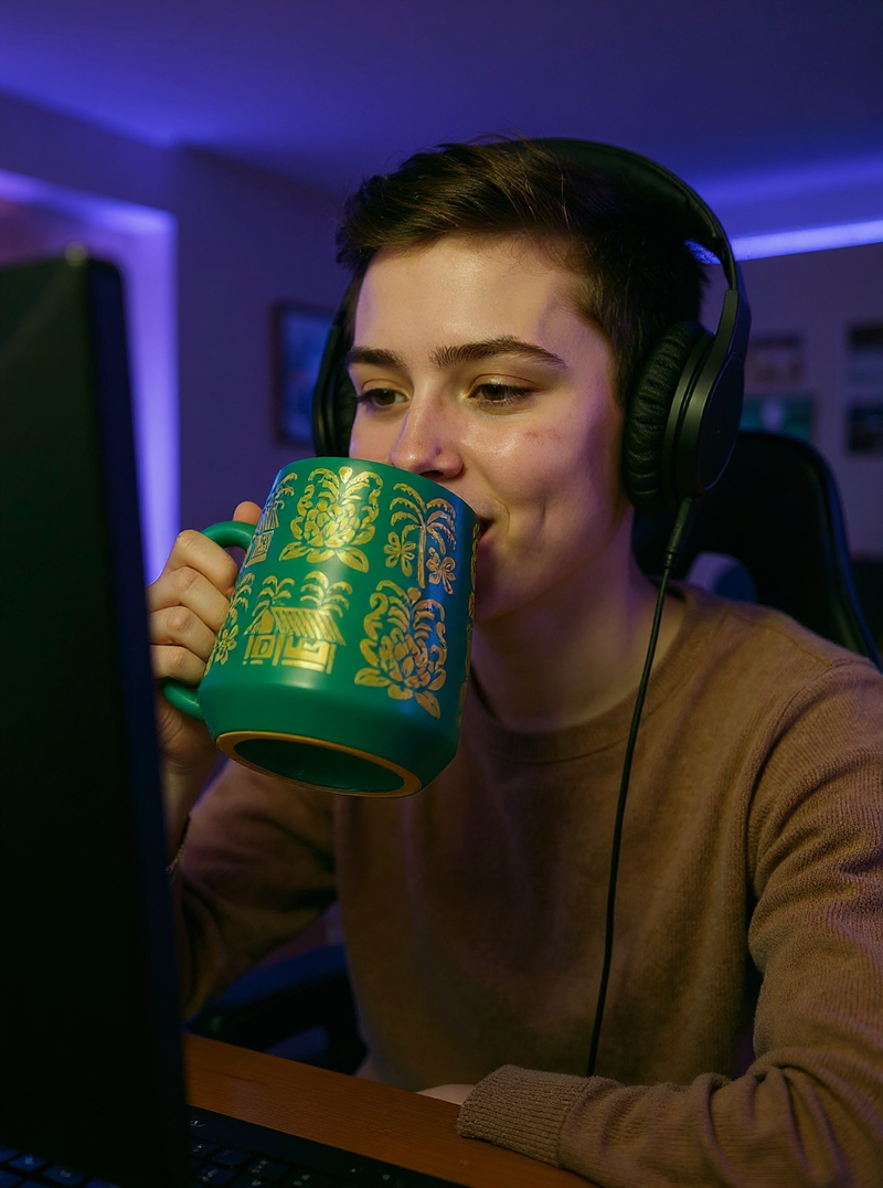 Tropical Teal and Gold Oasis Mug