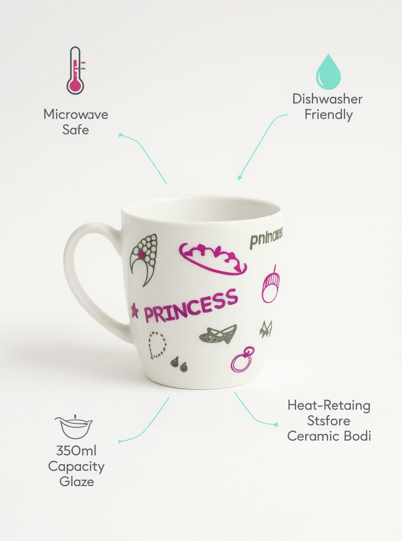 Royal Princess Elegance Ceramic Mug | Gift for Royalty Enthusiasts