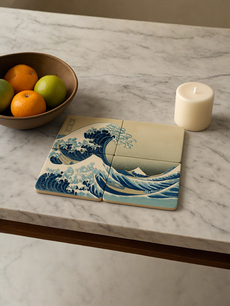 Hokusai's Wave Artistic Coaster Set