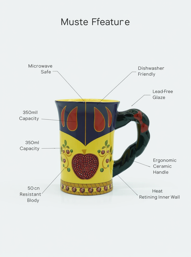 Yellow &amp; Blue Apple Harvest Ceramic Mug | Gift for Fruit Lovers