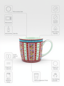 Pink &amp; Red Blossom Stripe Ceramic Mug | Gift for Floral Lovers&nbsp;