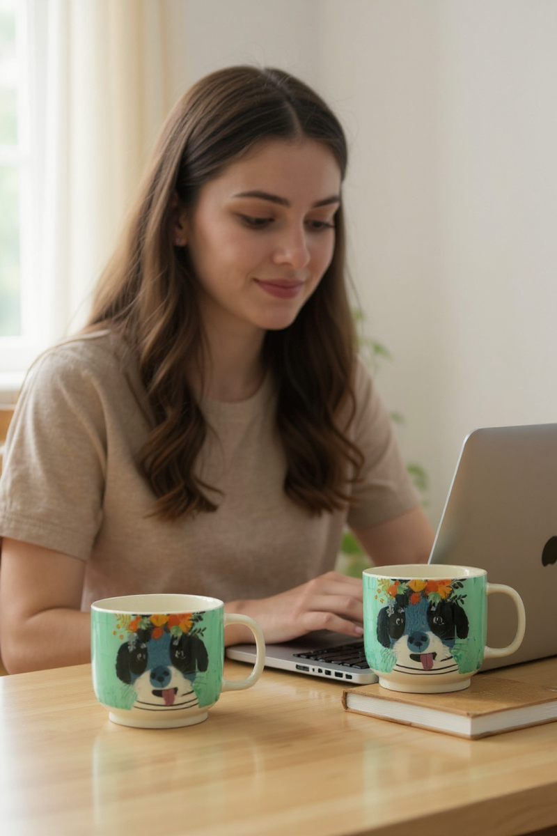 Adorable Puppy Blossom Crown Mug