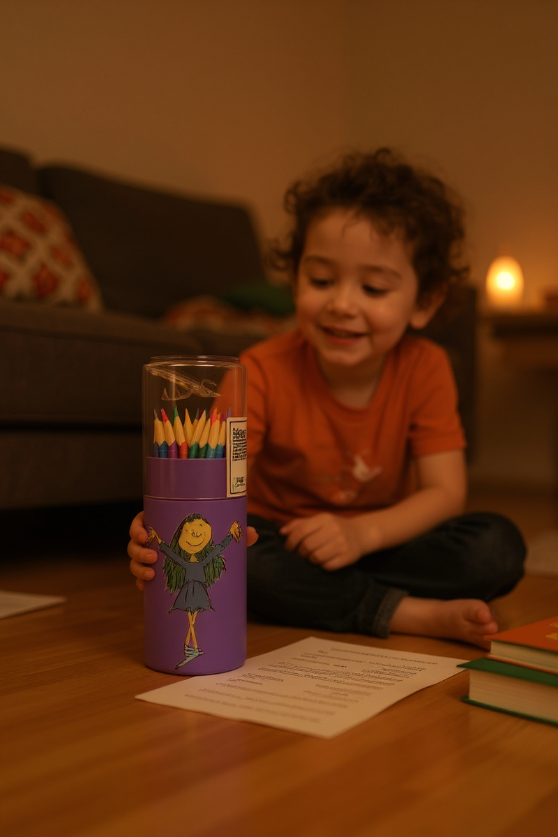 Whimsical Matilda Girl Color Pencils Box