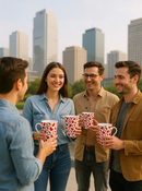 Red and White Heart Pattern Tall Mug