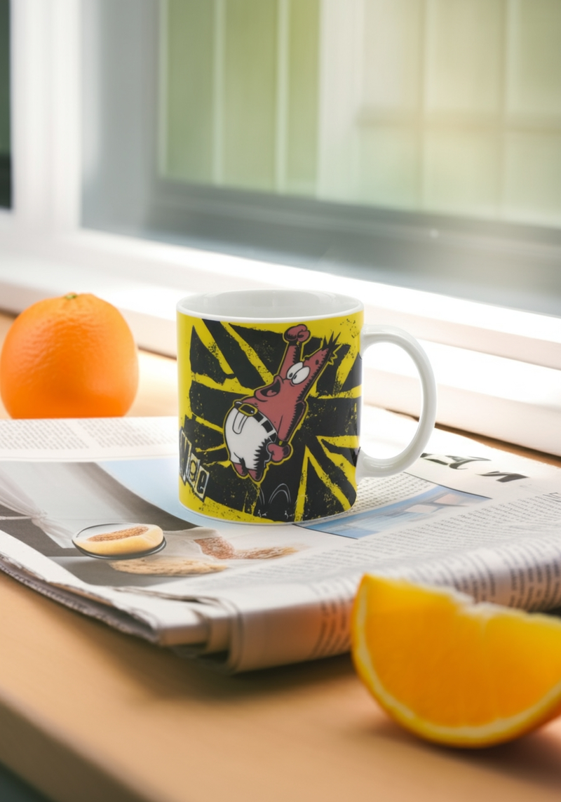 SpongeBob Punk Rock Vibe Ceramic Mug | Gift for Nickelodeon Fans