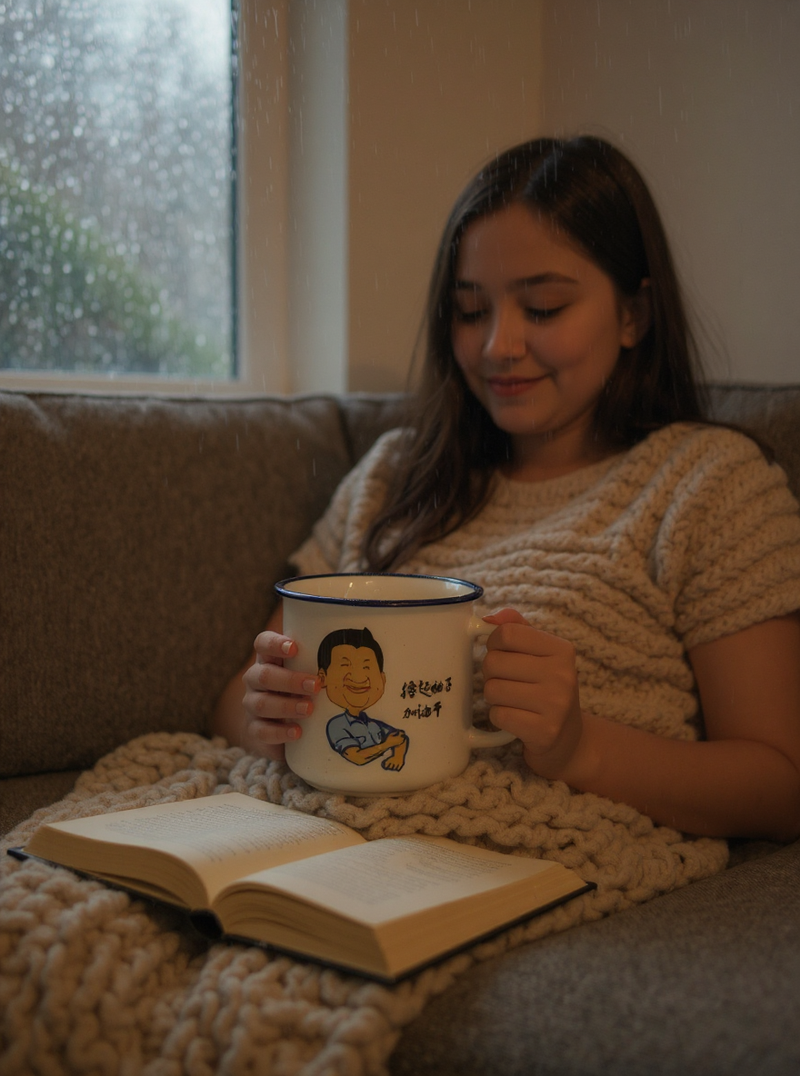 White Harmony Cartoon Man Ceramic Mug | Gift for Culture Enthusiast