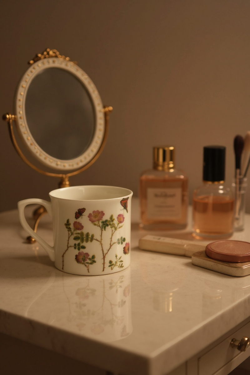White Floral Blossom Ceramic Mug