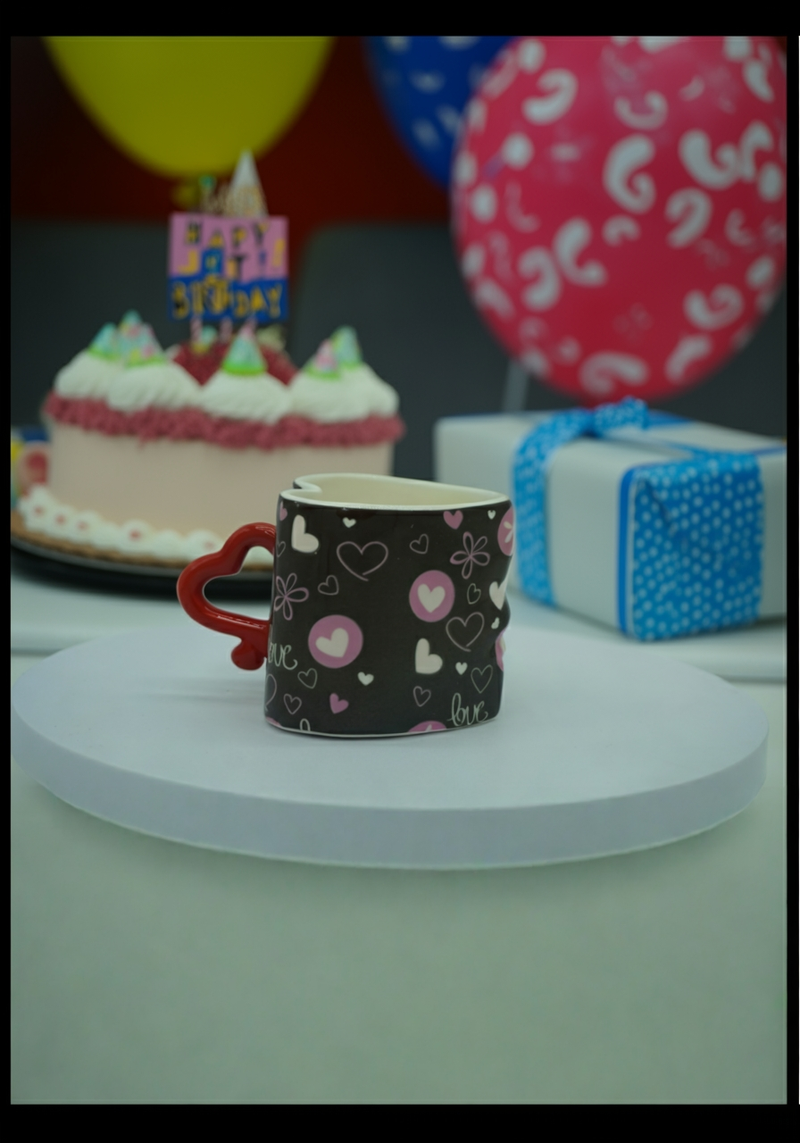 Heart-Handle Floral and Heart Harmony Mug