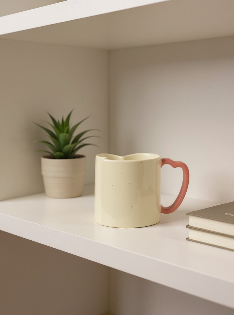 Heart-Shaped Love Blossom Mug with Pink Heart Handle