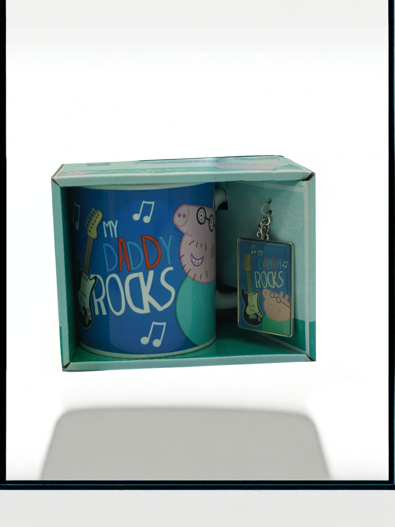 Peppa Pig’s Daddy Groove Ceramic Mug &amp; Keychain Gift Set | Gift for Peppa Pig Fans