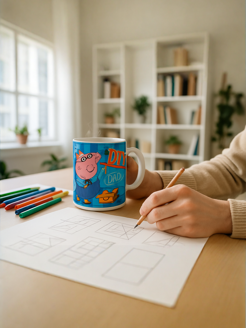 Peppa Pig’s Daddy Triumph Ceramic Mug & Keychain Gift Set | Gift for Peppa Pig Fans