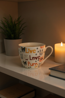 Feline Bliss: Live, Love, Purr Ceramic Mug | Gift for Cat Lovers