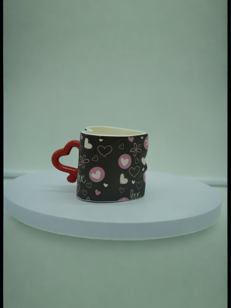 Heart-Handle Floral and Heart Harmony Mug