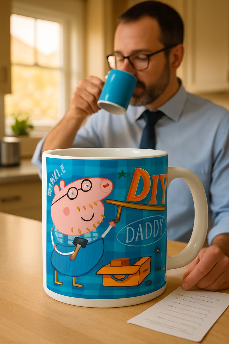 Peppa Pig’s Daddy Triumph Ceramic Mug & Keychain Gift Set | Gift for Peppa Pig Fans