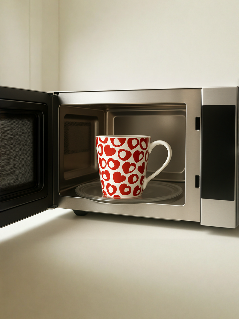 Red and White Heart Pattern Tall Mug