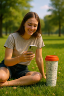 Snoopy Peanuts Comic Strip Reusable Coffee Cup with Red Lid