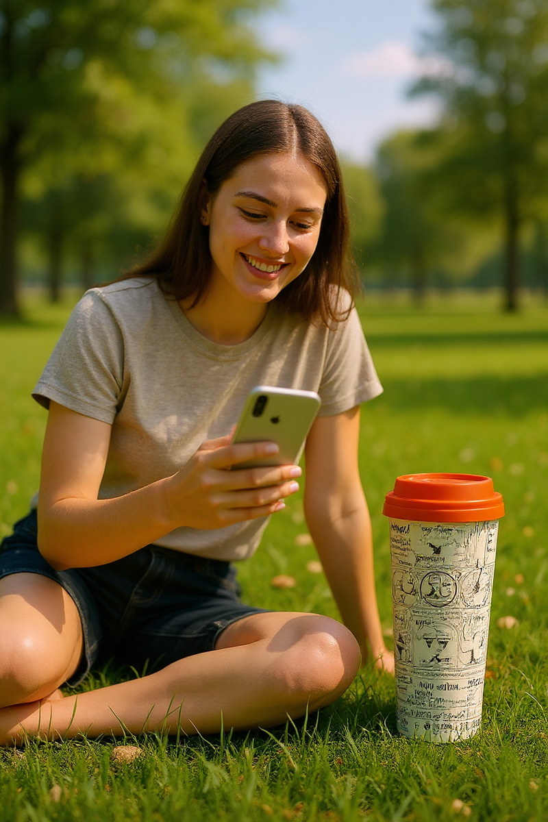 Snoopy Peanuts Comic Strip Reusable Coffee Cup with Red Lid