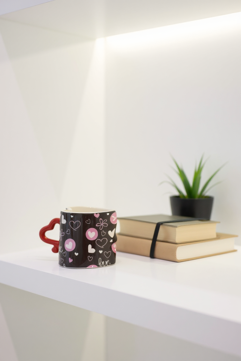 Heart-Handle Floral and Heart Harmony Mug