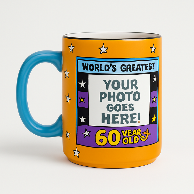60th Birthday Milestone Custom Photo Ceramic Mug | Gift for Celebrants